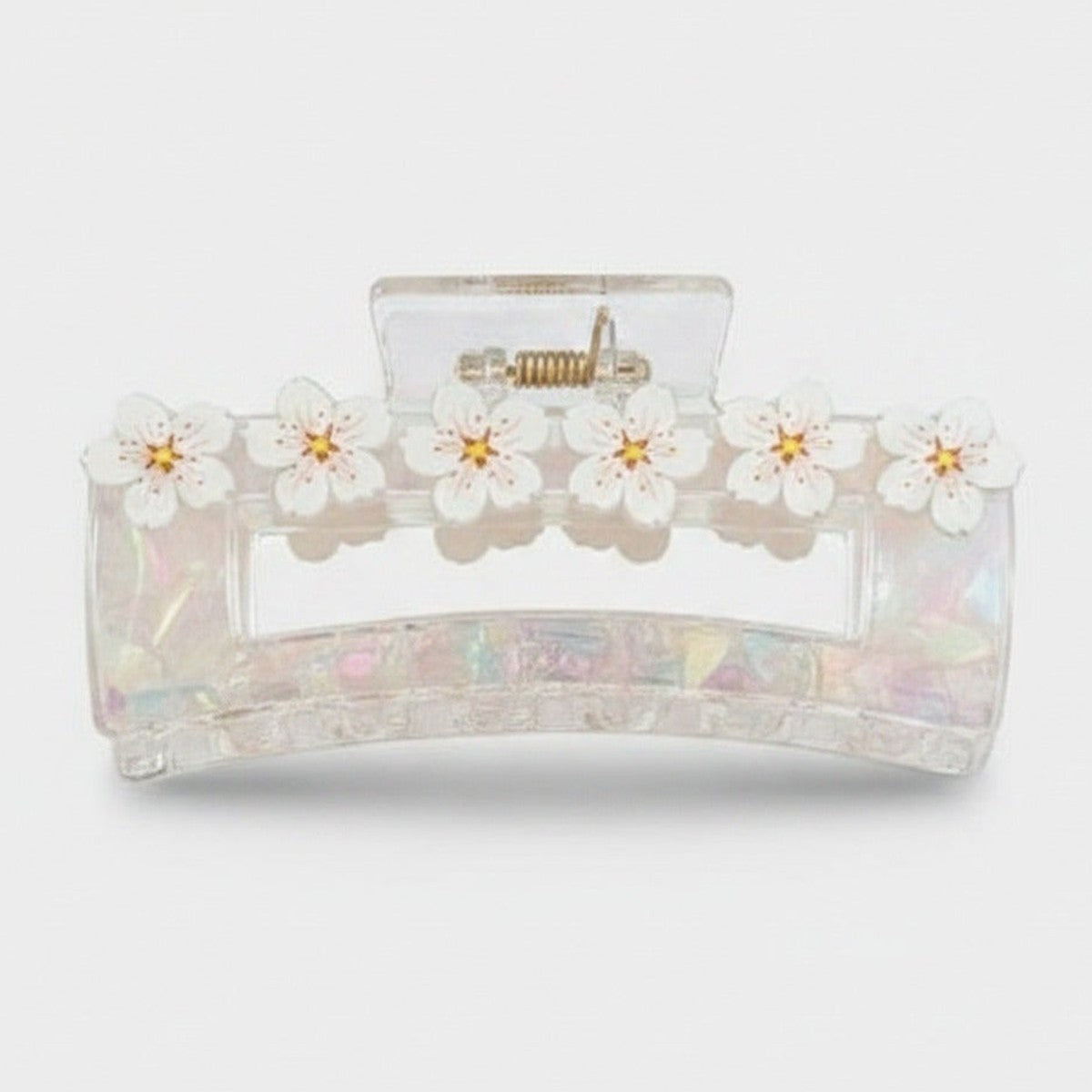 Floral Hair Claw Clip Acetate - White – hair accessories (view 1)