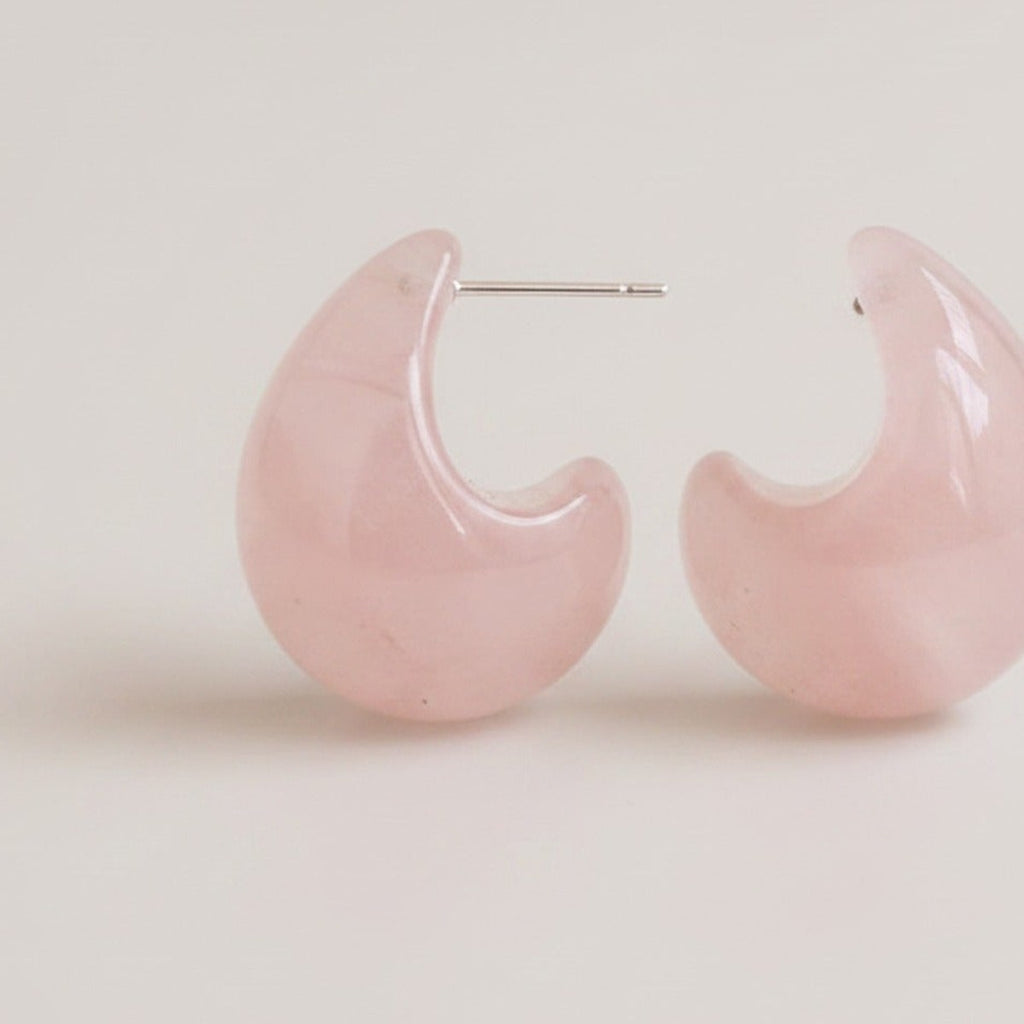 Resin Chunky Crescent Moon Hoop Earrings - Jianyou Accessories – jewelry (view 1)