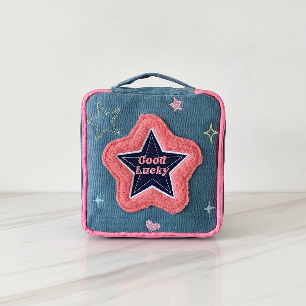 Love You Forever Velvet Case - Navy & Pink Star