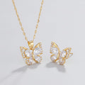 Butterfly Sparkle Necklace & Earring Set - Gold