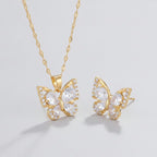 Butterfly Sparkle Necklace & Earring Set - Gold