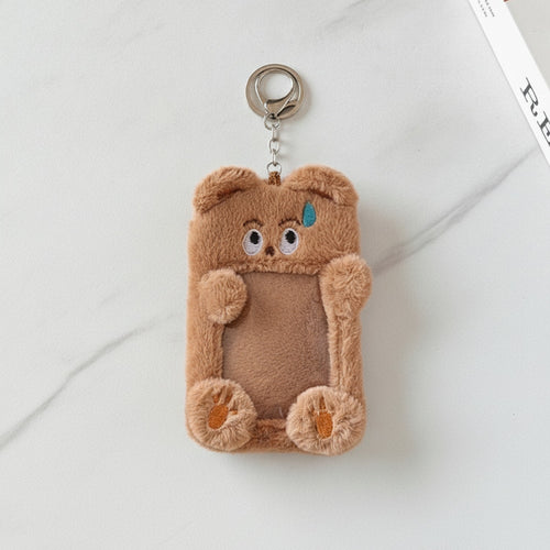 Anxious Bear Plush Keychain - Caramel