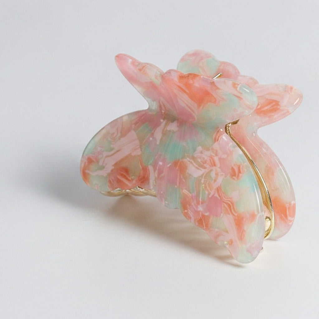 Marbled Butterfly Hair Claw Clip - Floral Pink 6.4cm – hair accessories (view 1)