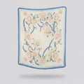 Floral Ribbon Square Scarf - Cream & Blue