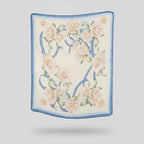 Floral Ribbon Square Scarf - Cream & Blue
