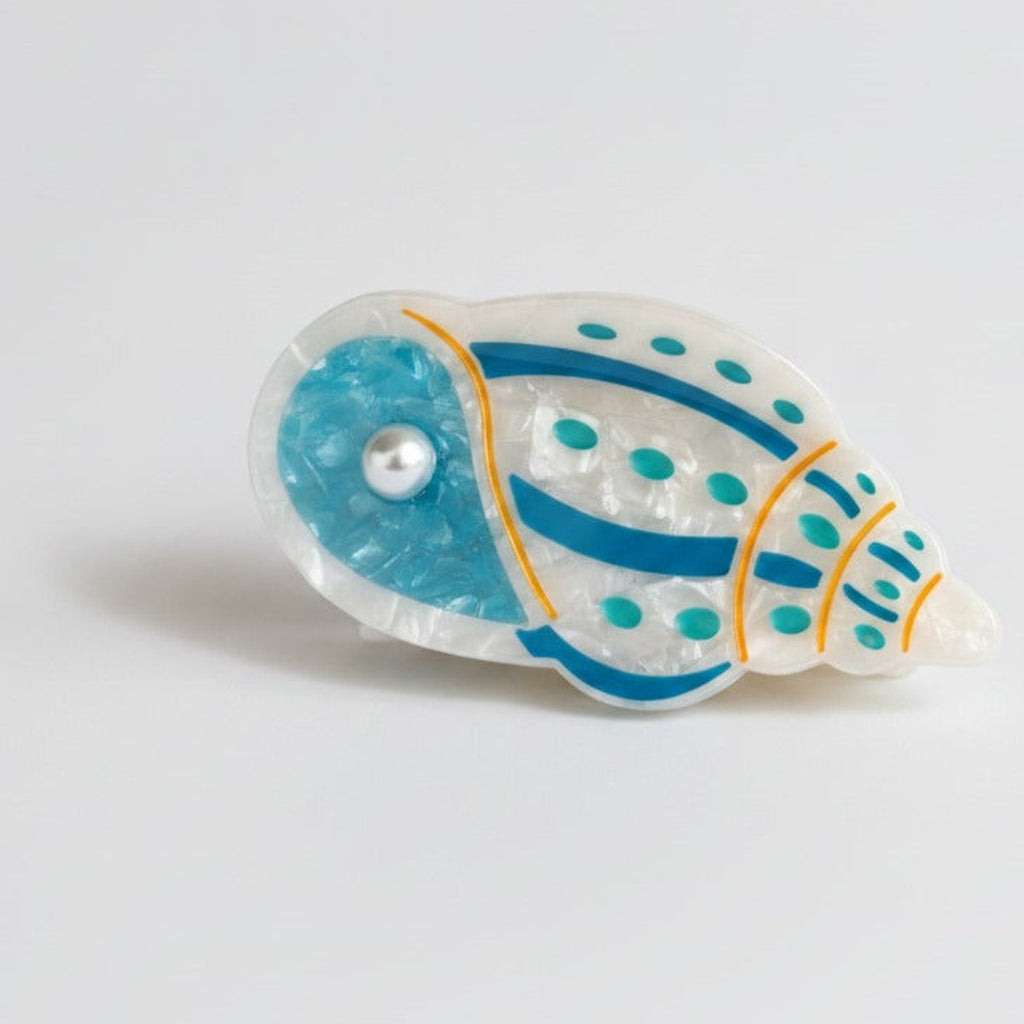 Shell Textured Hair Claw - Blue White Shell