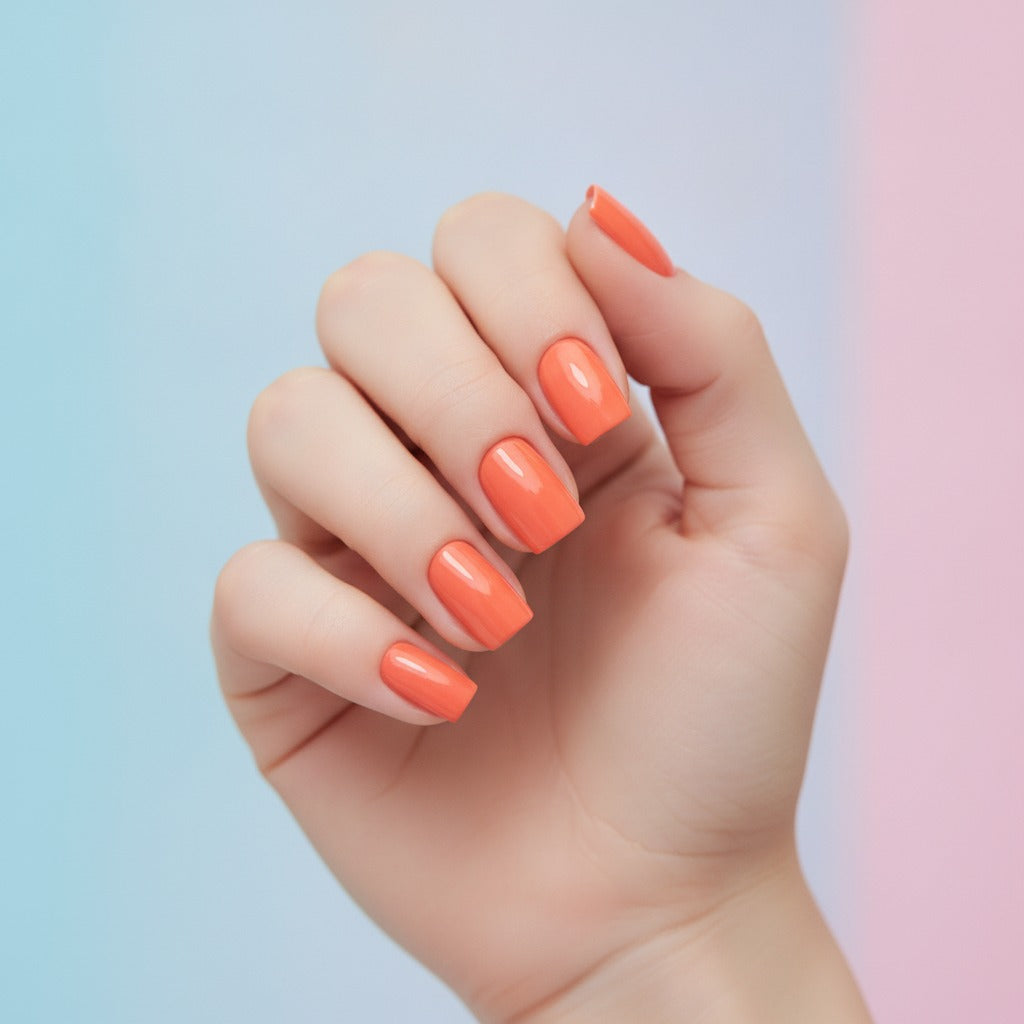 Press-On Nail Set - Bright Orange