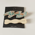 Floral Leaf Hair Clip Set With Wooden Barrette – hair accessories (view 1)