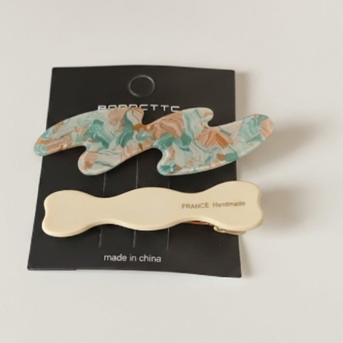 Floral Leaf Hair Clip Set With Wooden Barrette – hair accessories (view 1)