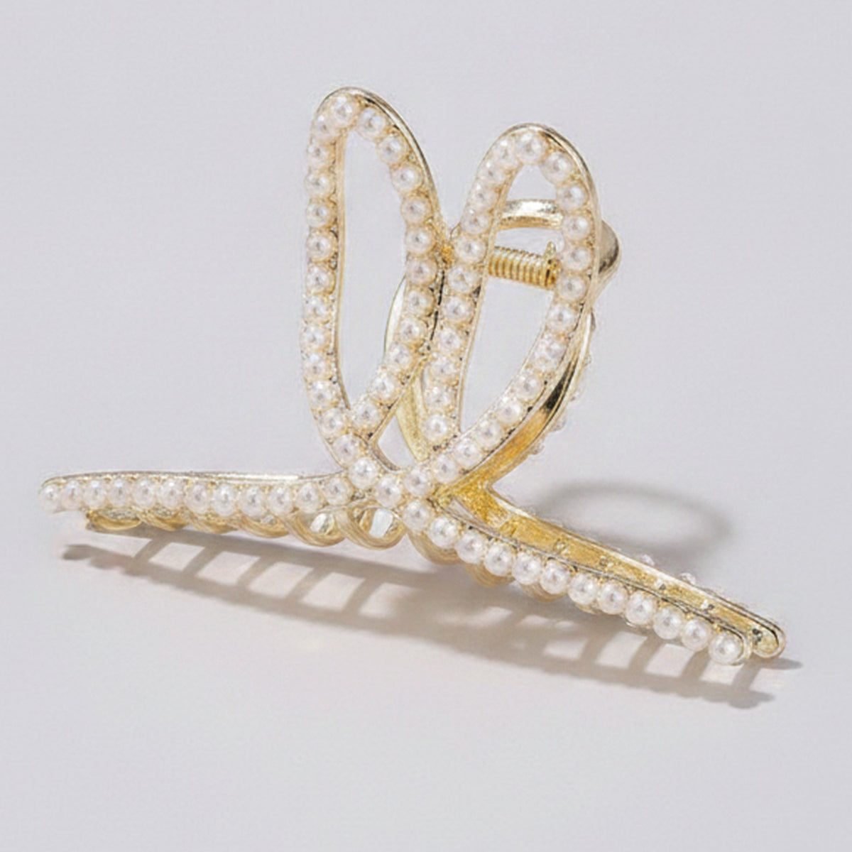 Pearl Beaded Butterfly Hair Claw Clip – hair accessories (view 1)