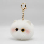 Fluffy Kawaii Cat Keychain - White Cat Ball Charm – novelty & toys (view 1)