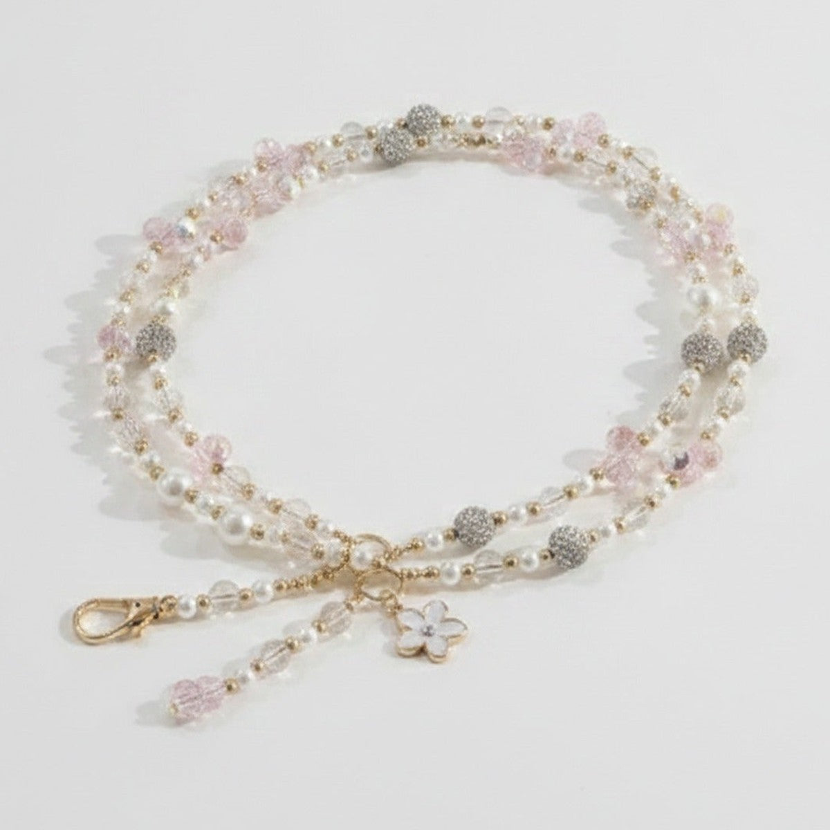 Beaded Butterfly Phone Strap with Bows - Blush Pearl – tech (view 1)