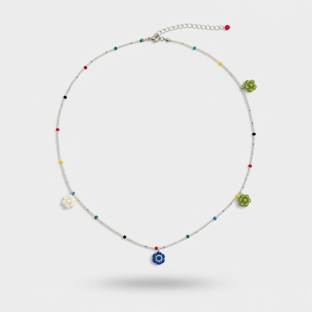 Beaded Colorful Charm Flower Necklace – jewelry (view 1)