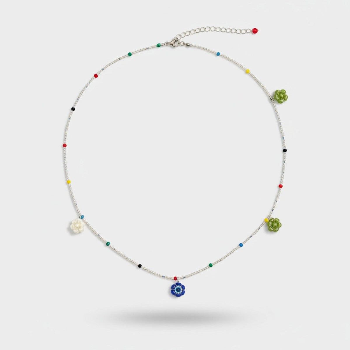 Beaded Colorful Charm Flower Necklace – jewelry (view 1)