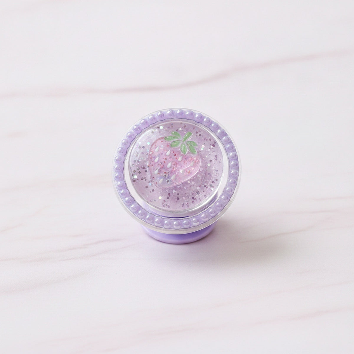 Strawberry Glitter Phone Grip - Purple