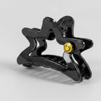 Star Hair Claw With Smiley Charm - Black Smiley Star – hair accessories (view 1)
