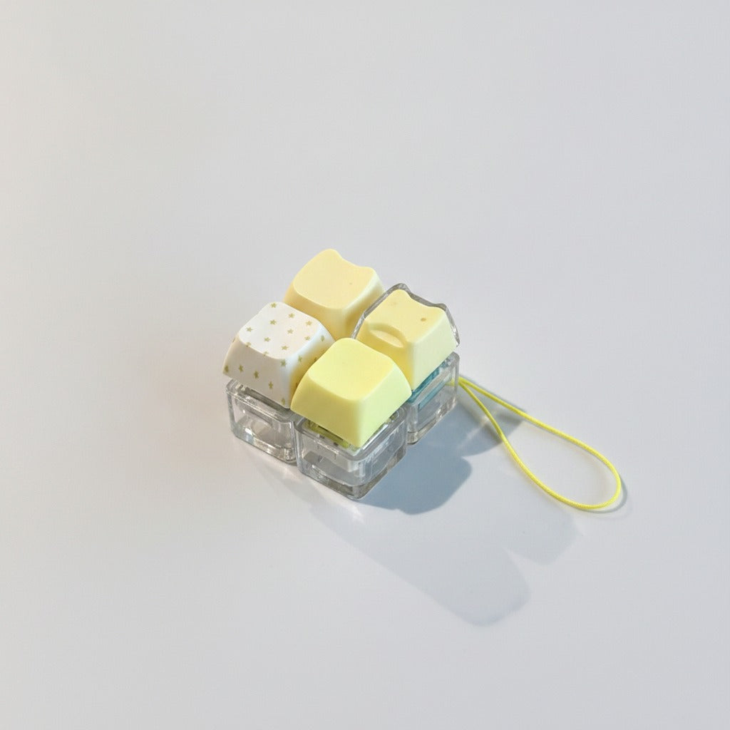 Mini Keyboard Cap Keychain - Yellow Dot