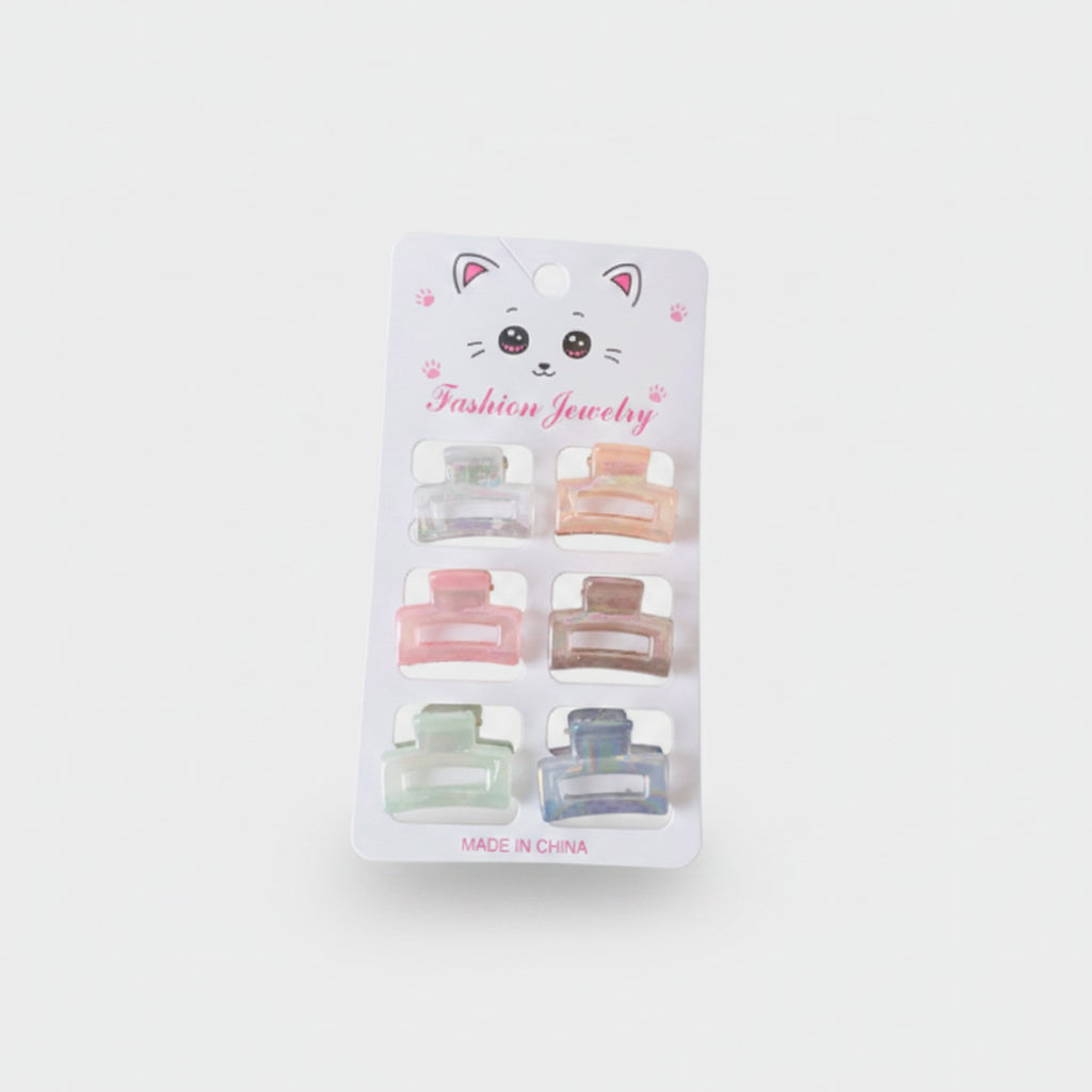 Mini Claw Clip Set – 6 Pack Pink & Taupe