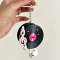 Blue Vinyl Record Cable Organizer 3D Printed Keychain - Black