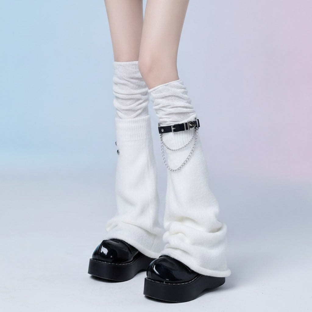 Slouchy Knee-High Socks - White