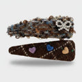 Textured Heart & Bow Hair Clip Set – hair accessories (view 1)