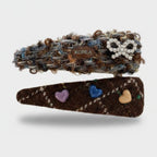 Textured Heart & Bow Hair Clip Set – hair accessories (view 1)