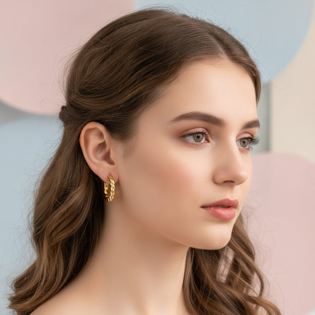 Twisted Mini Hoop Earrings - Gold