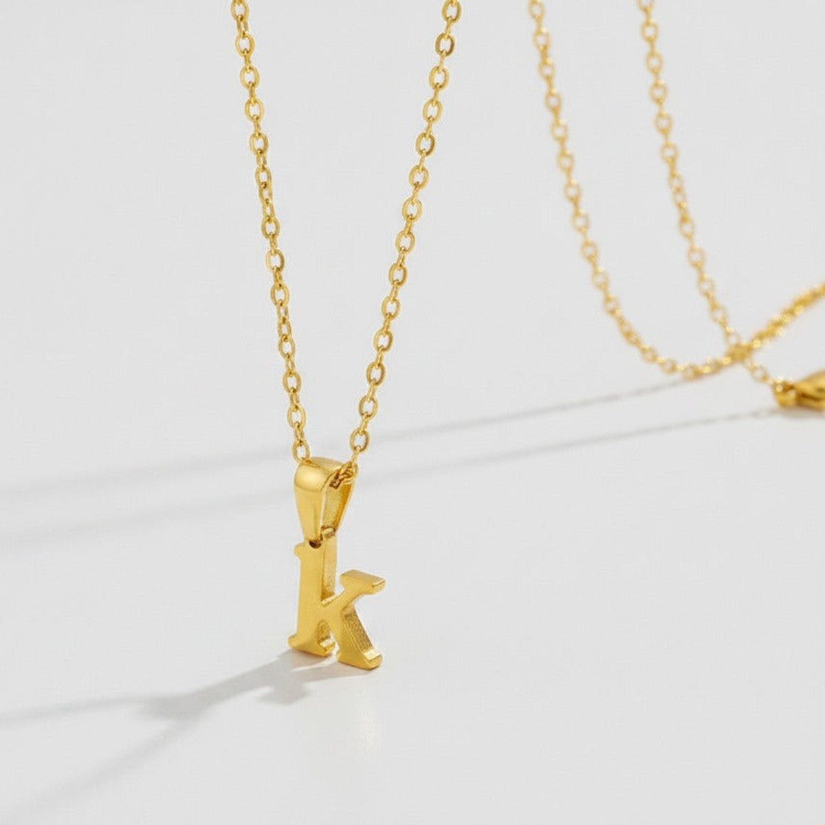 Initial Letter Pendant Necklace - Gold