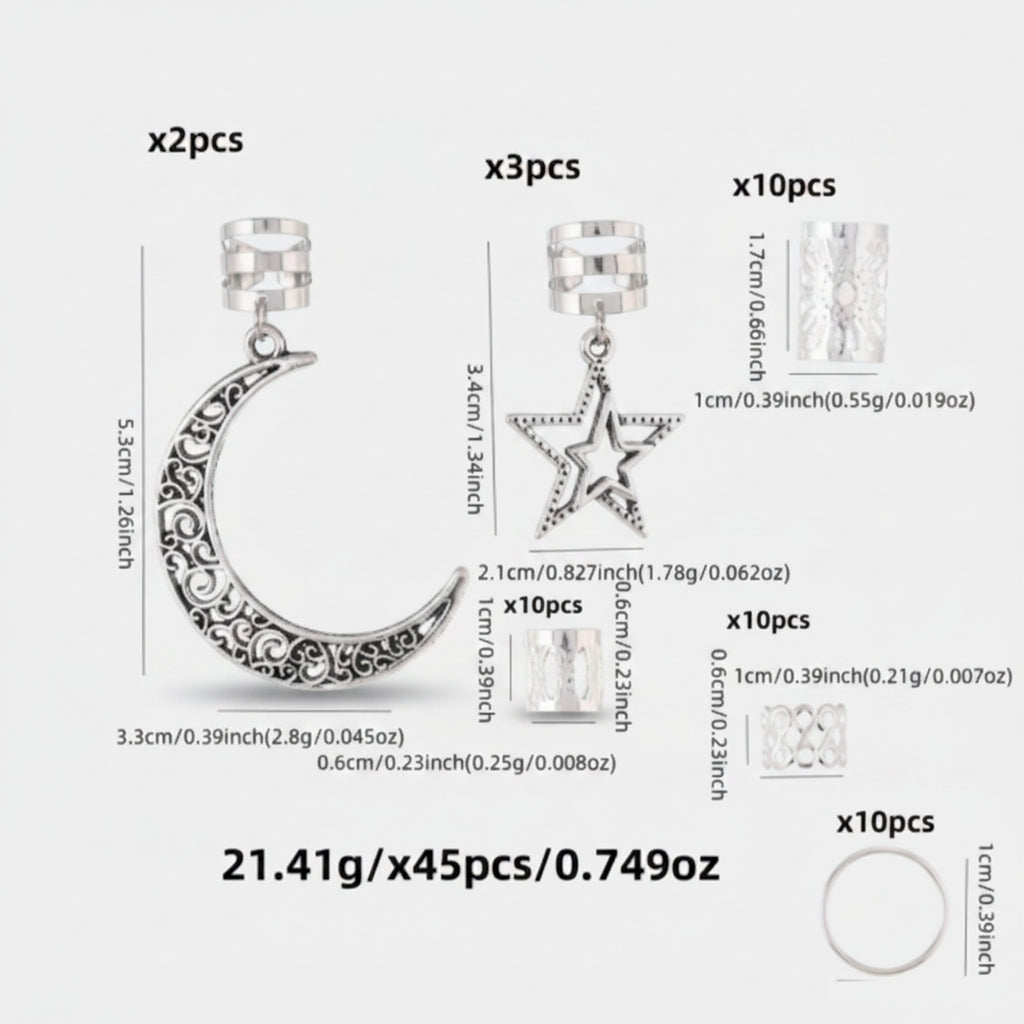 Celestial Gold Hair Clip Charm Set Silver