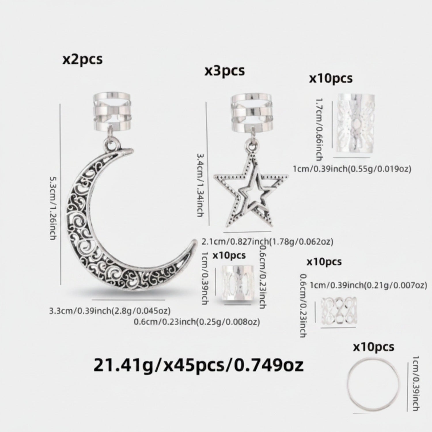 Celestial Gold Hair Clip Charm Set Silver