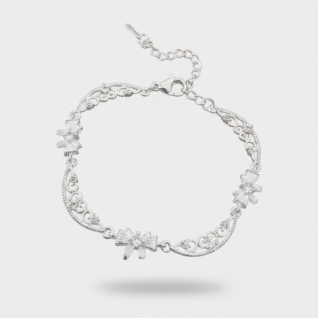 Silver Flower Charm Filigree Bracelet – jewelry (view 1)