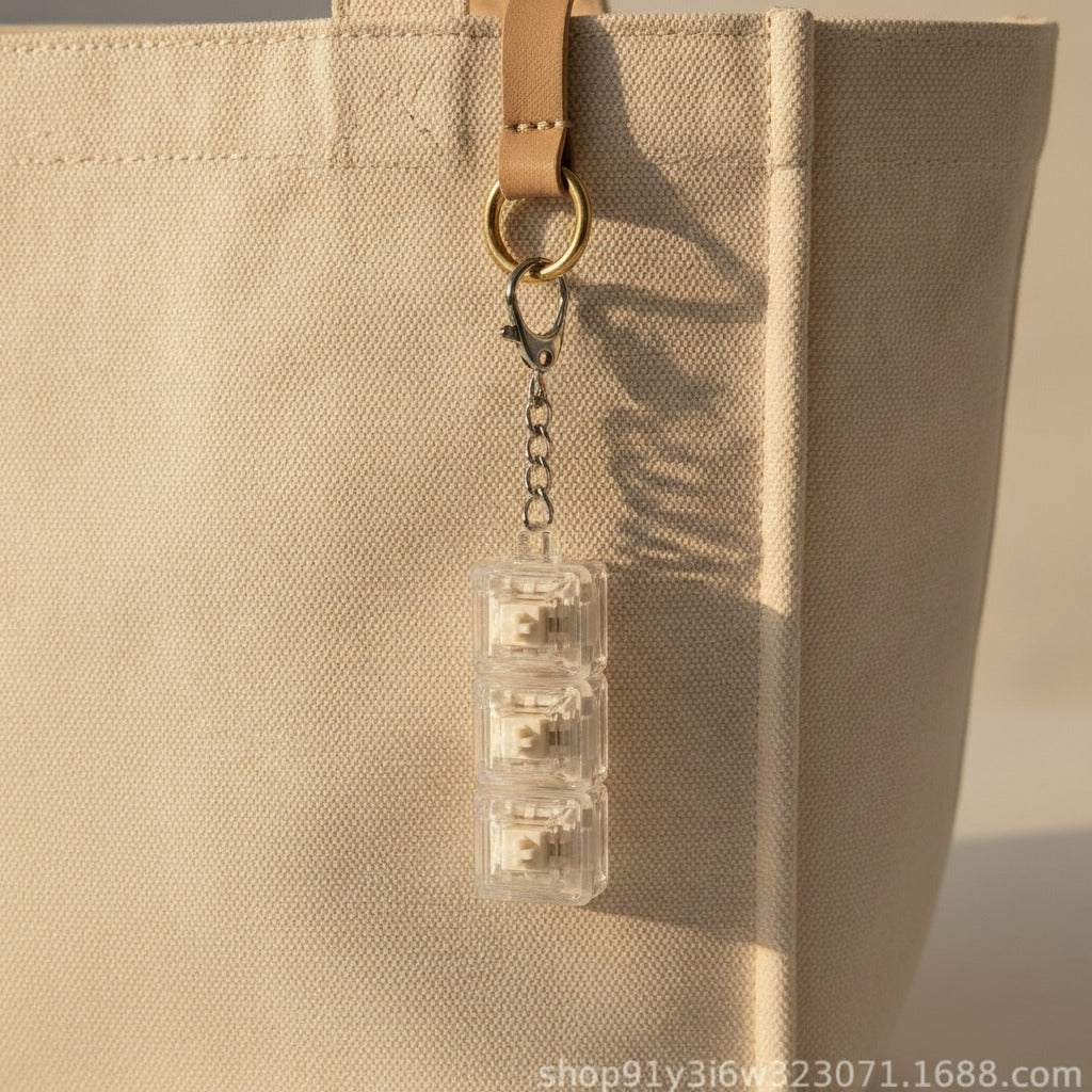 Mini Keycap Trio Keychain - Milky White