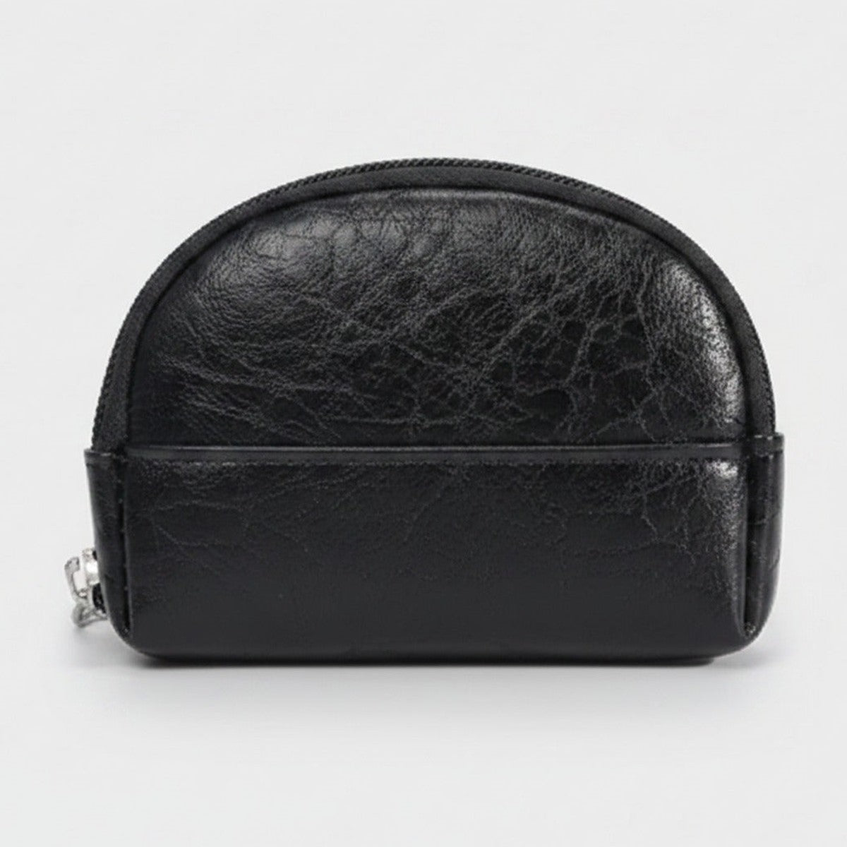 Black Leather Dome Cosmetic Pouch Wallet – bags & wallets (view 1)