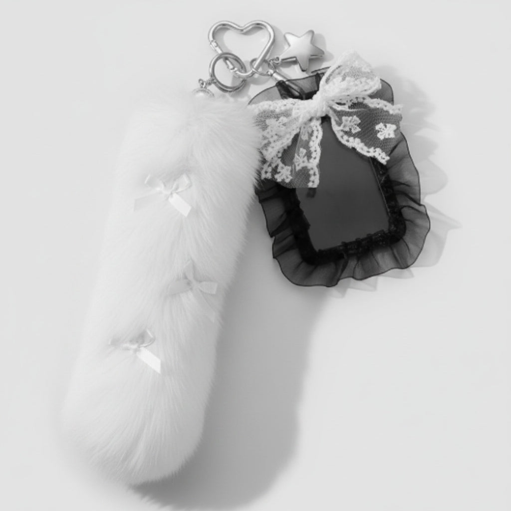 Fuzzy Tail Bag Charm - White