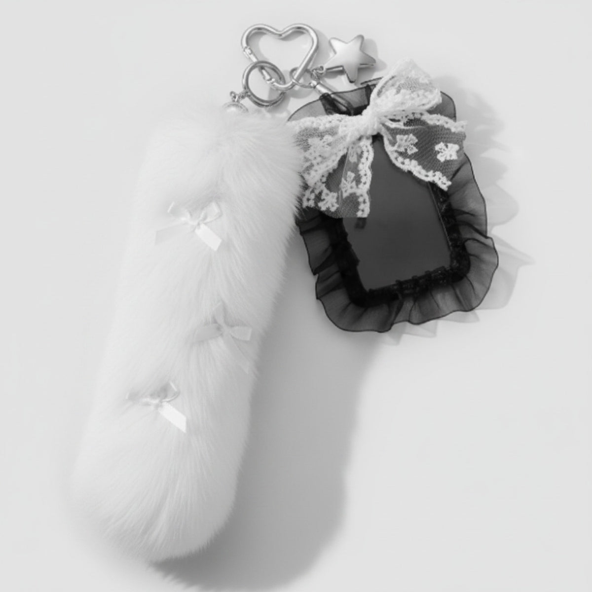 Fuzzy Tail Bag Charm - White