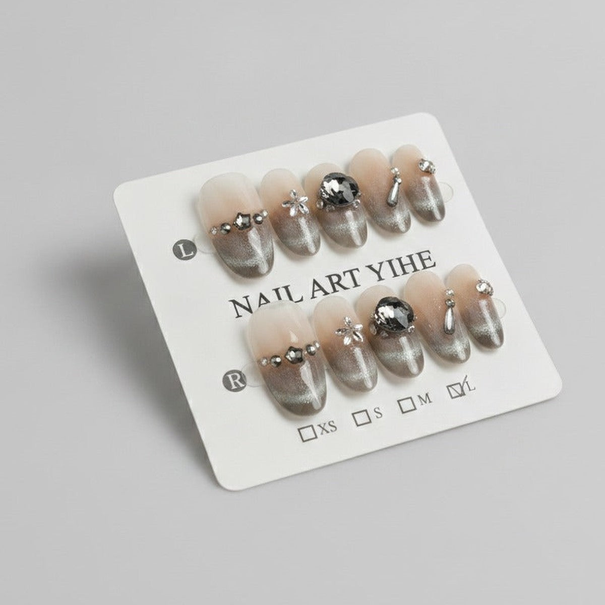 Glam Ombre Press-On Nails Set - Silver Ombre