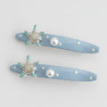 Starfish Pearl Blue Hair Clips Set – hair accessories (view 1)