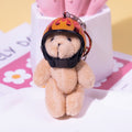 Motorcycle Helmet Bear Plush Keychain Bag Charm Toy - Orange