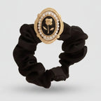 Black Pearl Beaded Rose Charm Scrunchie – hair accessories (view 1)