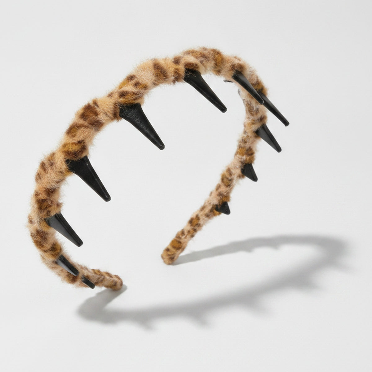 Leopard Print Spike Studded Padded Headband - Leopard Print Headband – hair accessories (view 1)