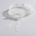 Gothic Lace Choker with Cross Charms - White