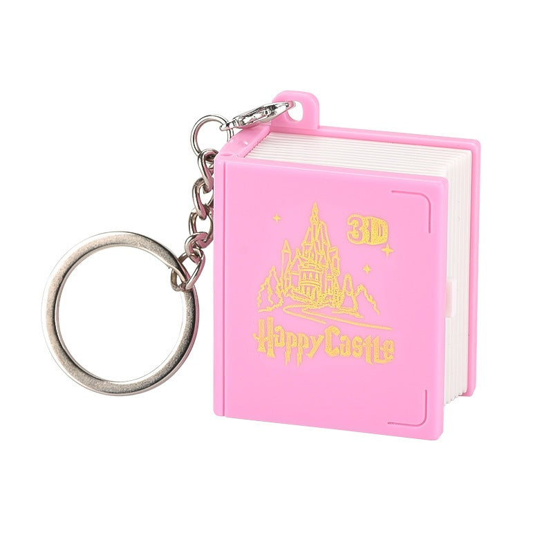 3D Pop Up Book Keychain Creative Gift Bookmark Charm - Pink