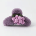 Fuzzy Grape Cluster Hair Claw - Purple