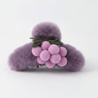 Fuzzy Grape Cluster Hair Claw - Purple