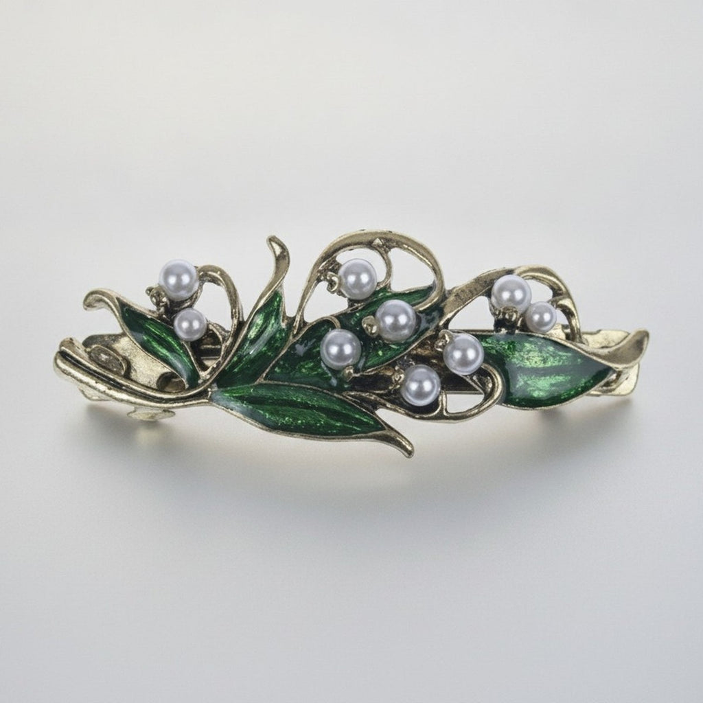 Vintage Style Leaf Pearl Hair Barrette – hair accessories (view 1)