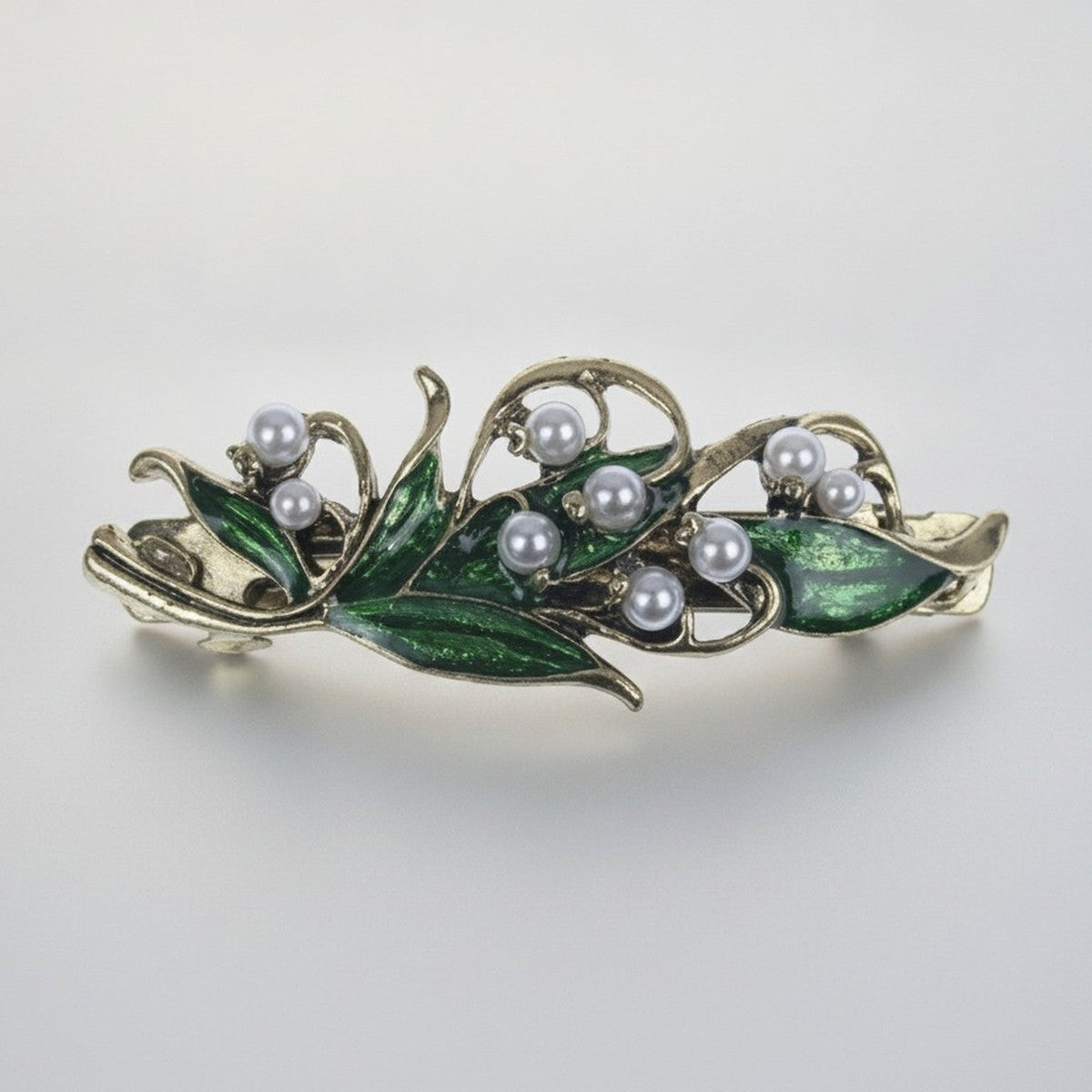 Vintage Style Leaf Pearl Hair Barrette – hair accessories (view 1)