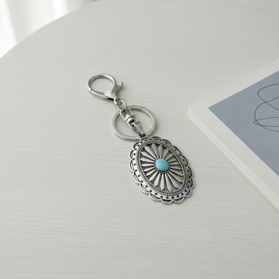 Western Turquoise Flower Keychain - Type 4