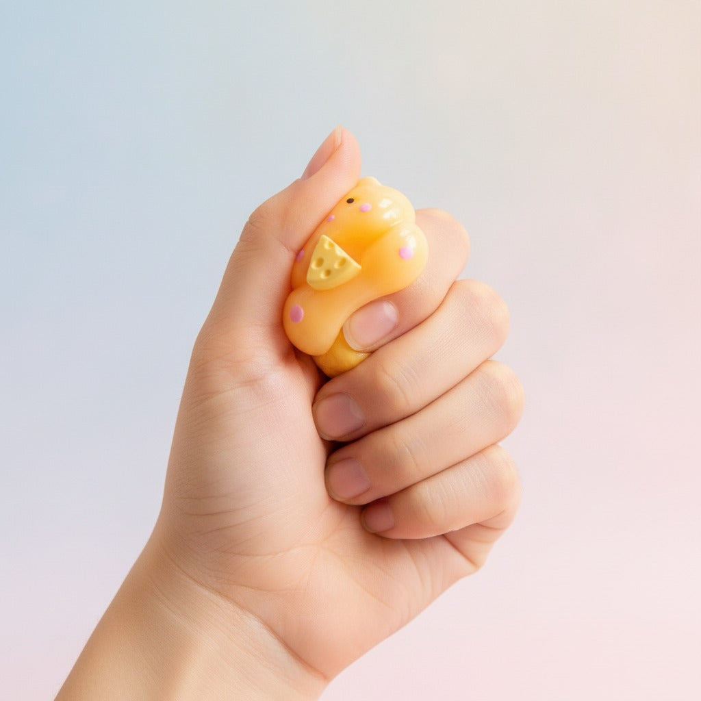 Butter Bear Squishy - Yellow - squeeze in hand