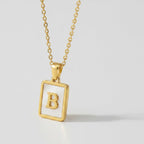 Letter Initial Pendant Necklace - White Pearl