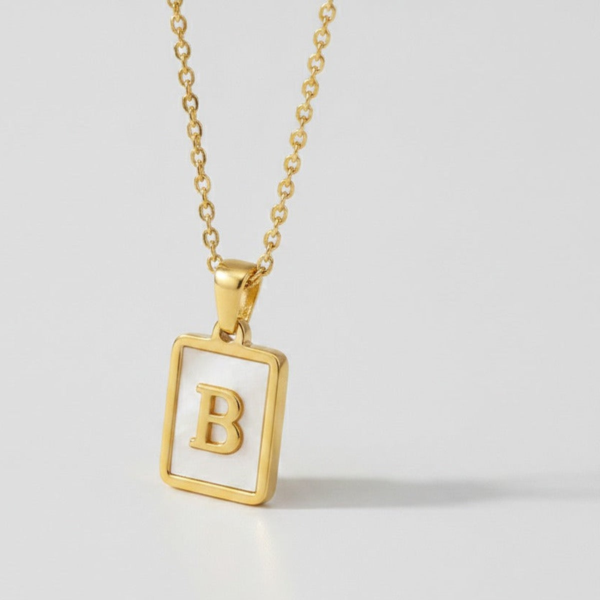 Letter Initial Pendant Necklace - White Pearl